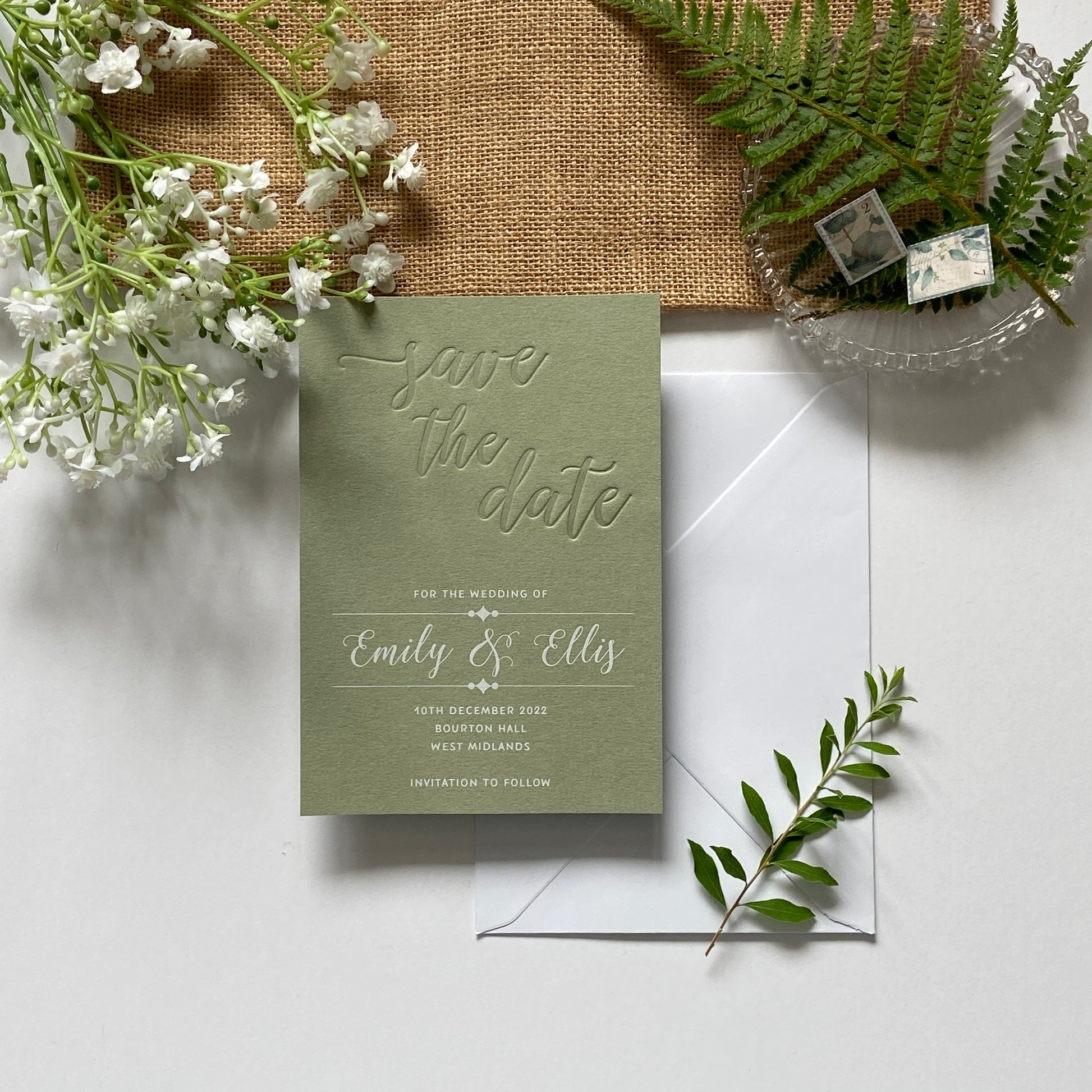 sage green save the dates