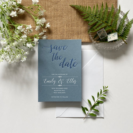 foil embossed save the date