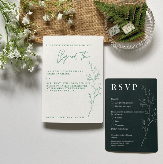 emerald green wedding invites